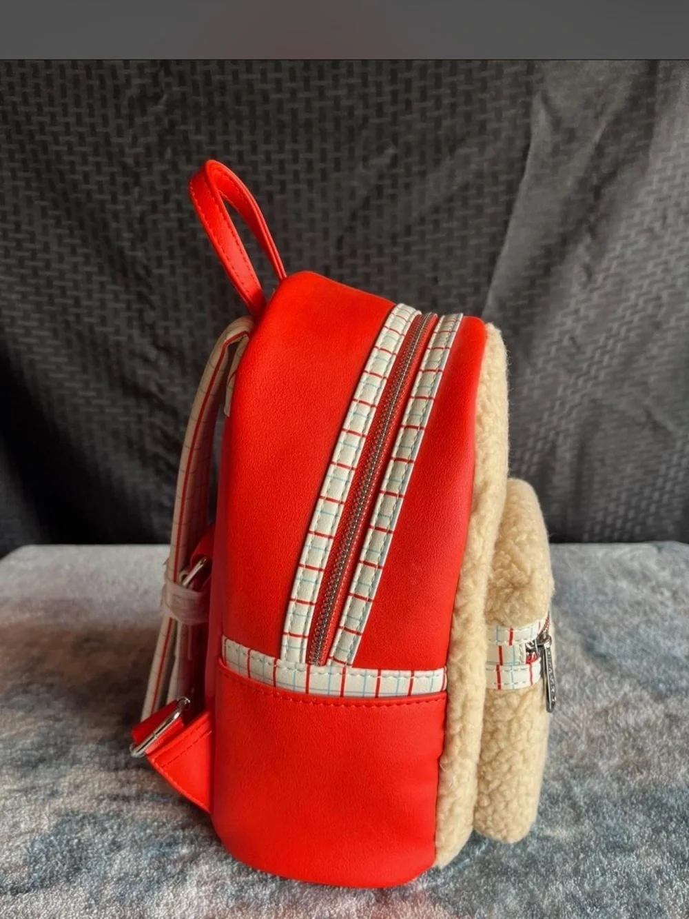 Marvel Kids Cream Sherpa Backpack with Red Trim